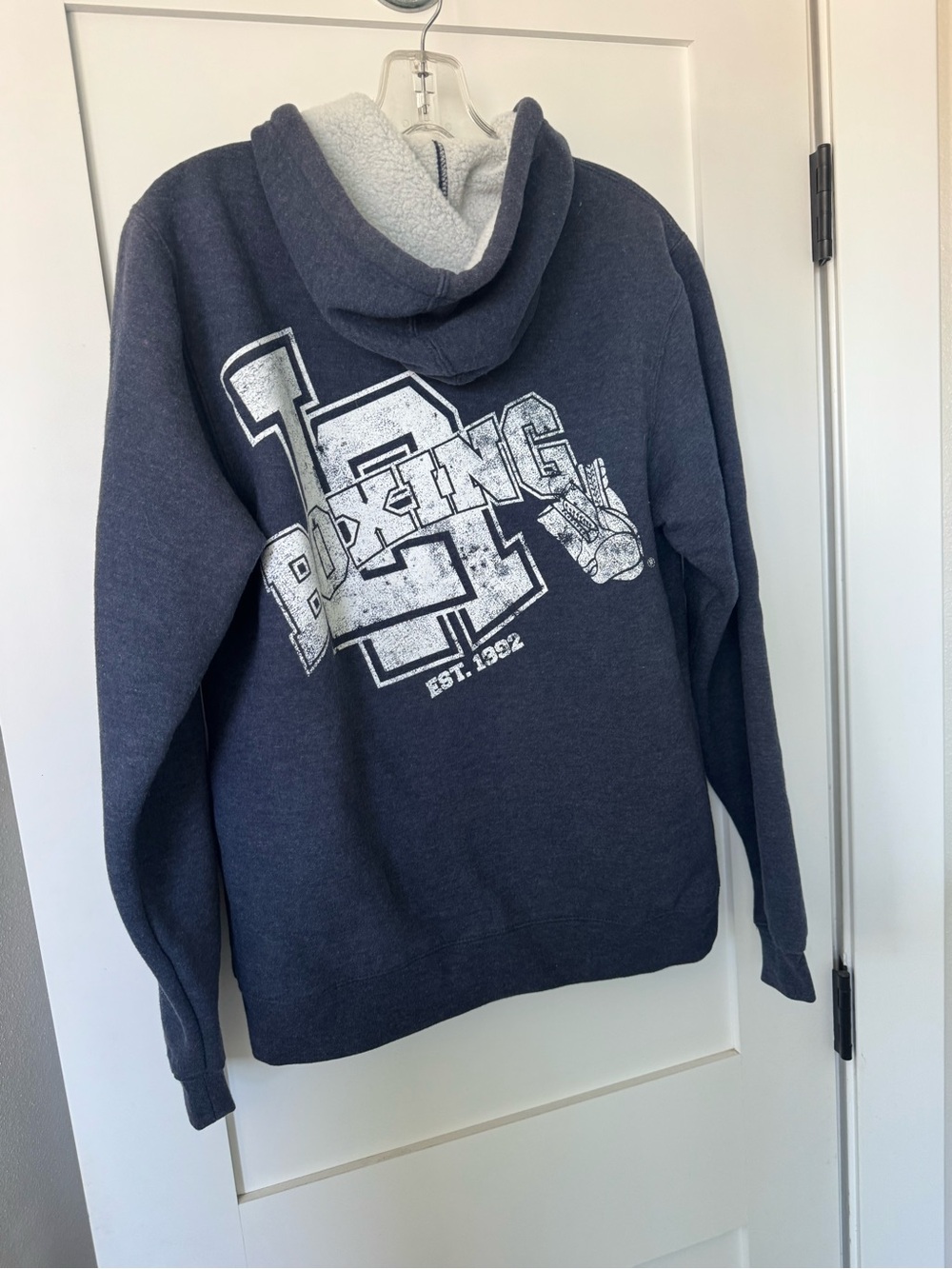 “L.A. Boxing” Men's Navy Blue Hooded Sweatshirt with White “L.A. Boxing” Graphic
